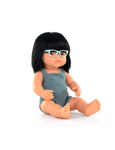 MINILAND Muñeca asiática con gafas 38 cm Colourful